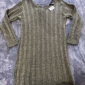 Ashley Stewart Sweater Dress Womens Plus 18 20 Green Chunky Knit Ribbed Casual